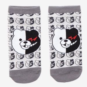 2/$12 Danganronpa‎ Monokuma Grey No-Show Socks Hot Topic